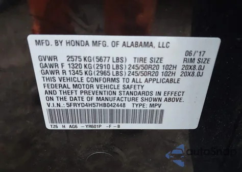 2017 Acura Mdx Technology Package z USA, uszkodzony, nr VIN 5FRYD4H57HB042448